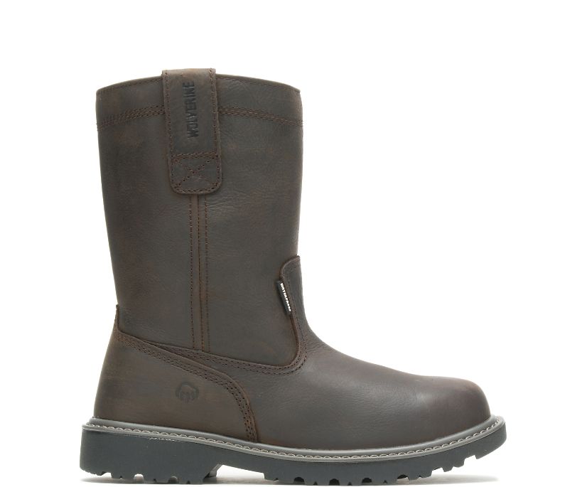 Bottes Wolverine Floorhand Waterproof Steel-Toe 10" Wellington Homme - Marron Foncé (NVC874913)